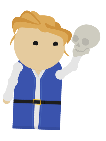 Hamlet holding a skull
